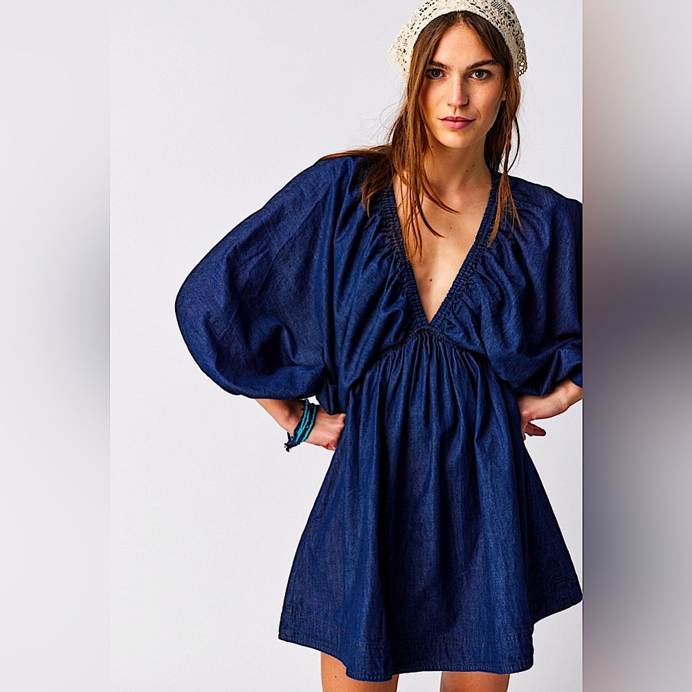 Free People “Portia” denim mini dress - size XS
